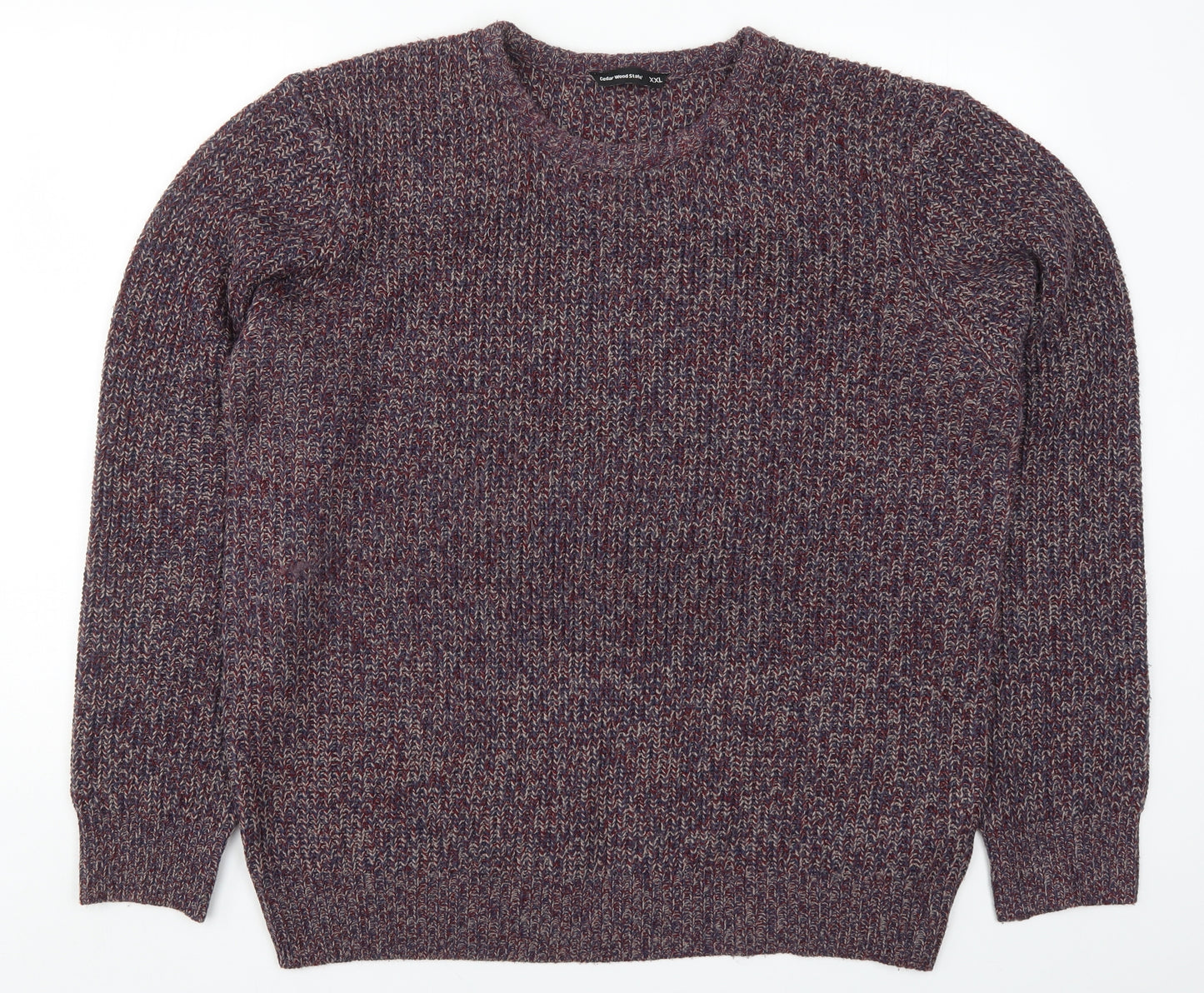 Cedar Wood State Mens Purple  Knit Pullover Jumper Size 2XL