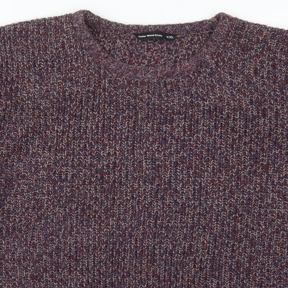 Cedar Wood State Mens Purple  Knit Pullover Jumper Size 2XL