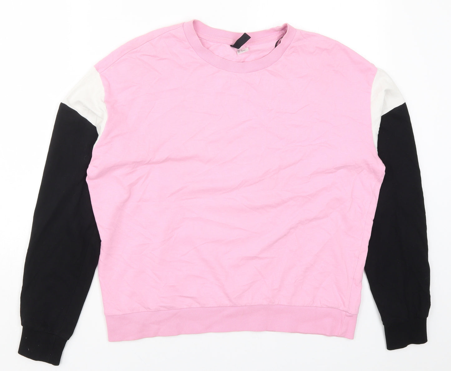 H&M Womens Pink Colourblock  Pullover Sweatshirt Size M