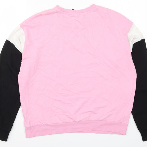 H&M Womens Pink Colourblock  Pullover Sweatshirt Size M