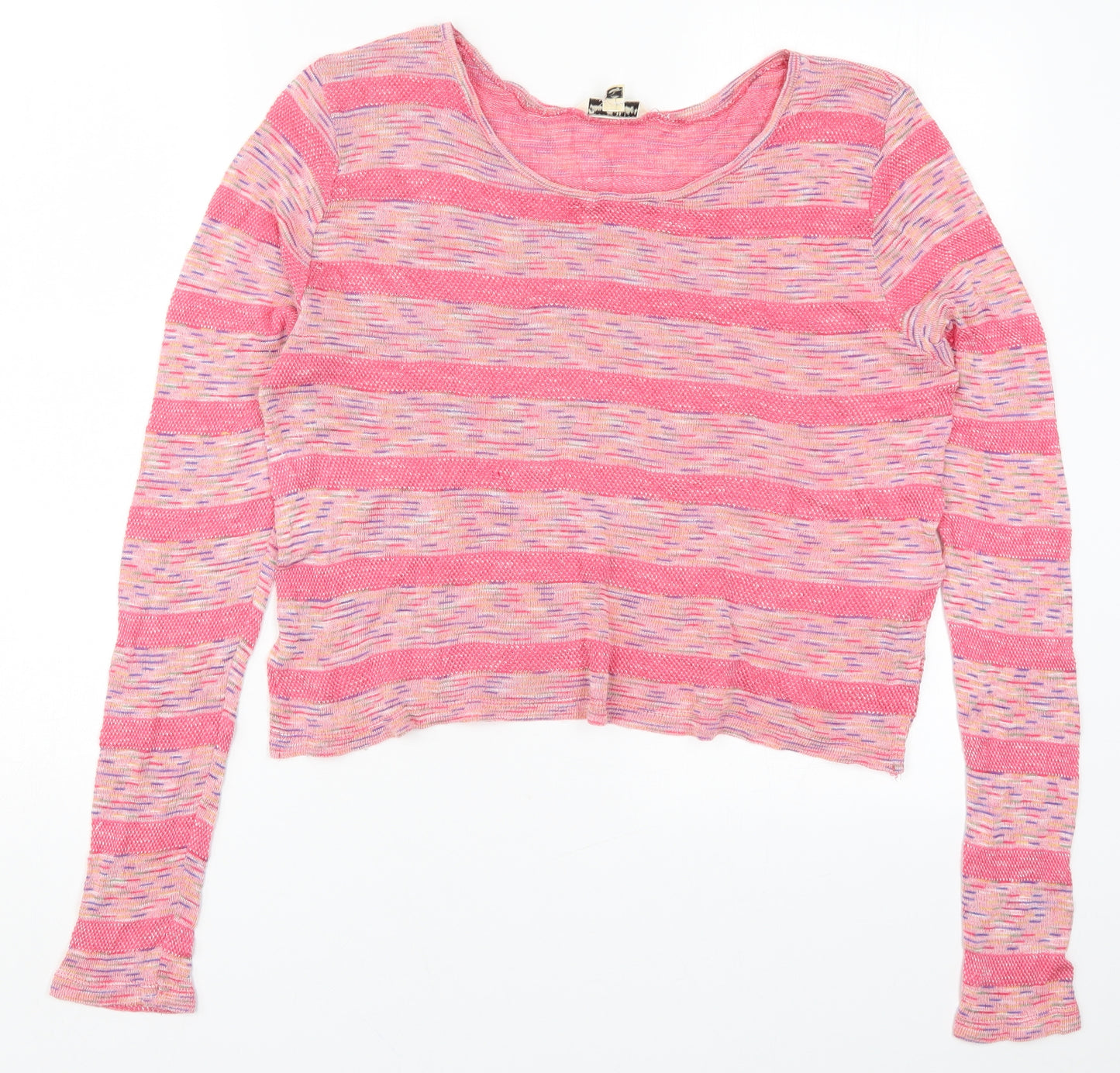 Miss Selfridge Womens Pink Striped  Basic T-Shirt Size 16