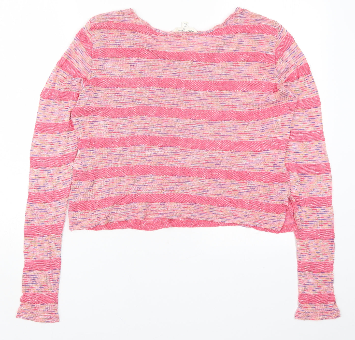 Miss Selfridge Womens Pink Striped  Basic T-Shirt Size 16