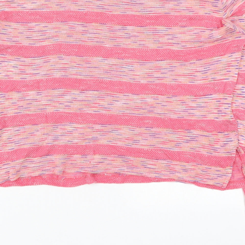 Miss Selfridge Womens Pink Striped  Basic T-Shirt Size 16