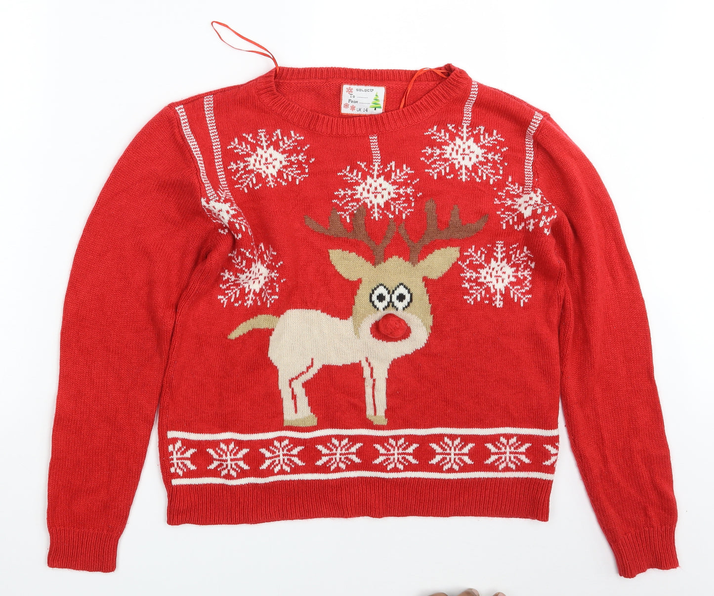 Select Womens Red   Pullover Jumper Size 14  - Seasonal Christmas Festive Holiday