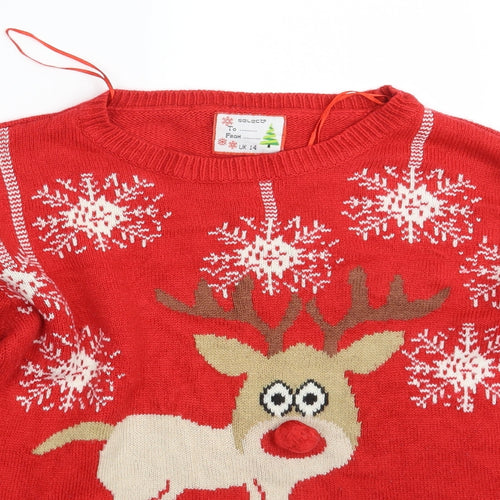 Select Womens Red   Pullover Jumper Size 14  - Seasonal Christmas Festive Holiday