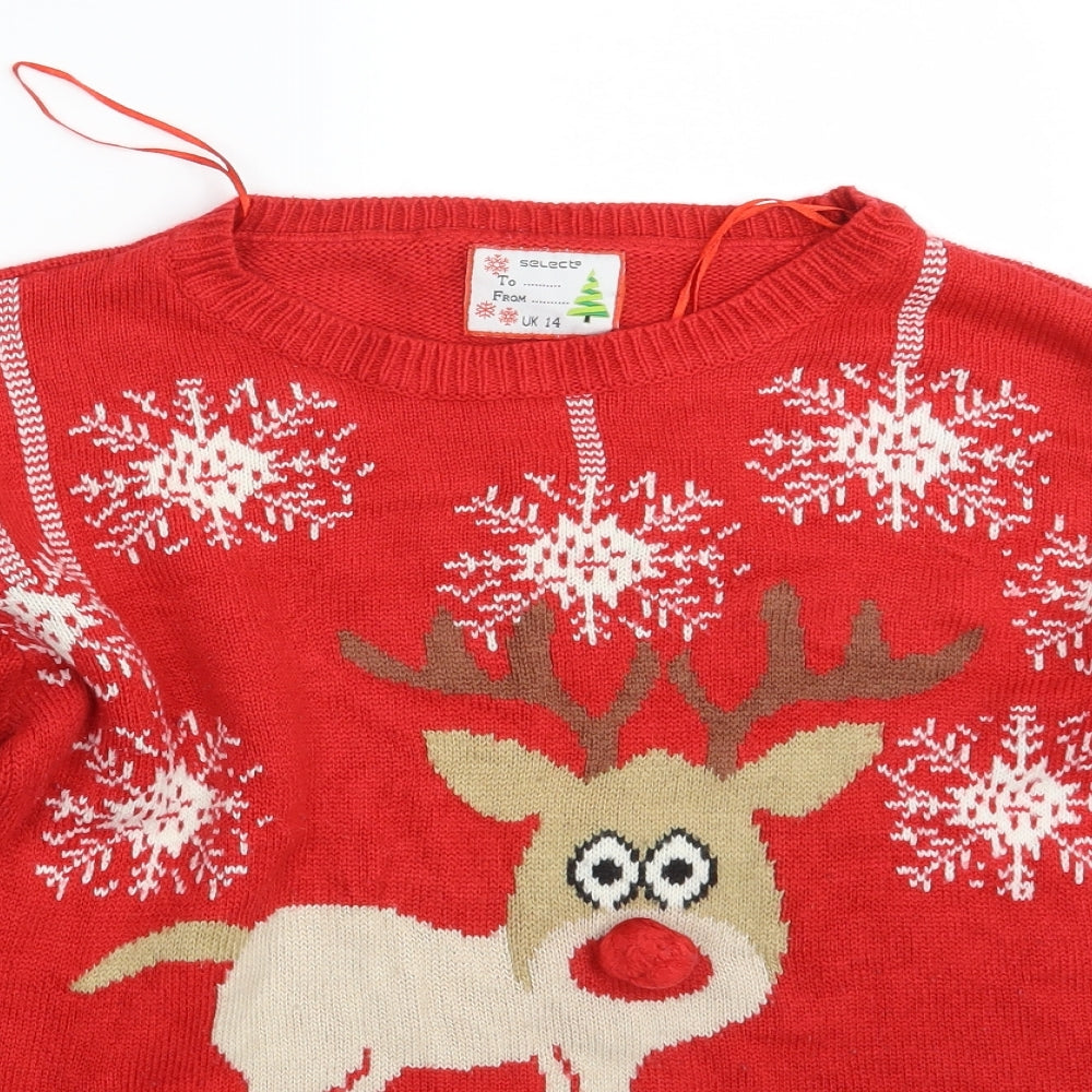 Select Womens Red   Pullover Jumper Size 14  - Seasonal Christmas Festive Holiday