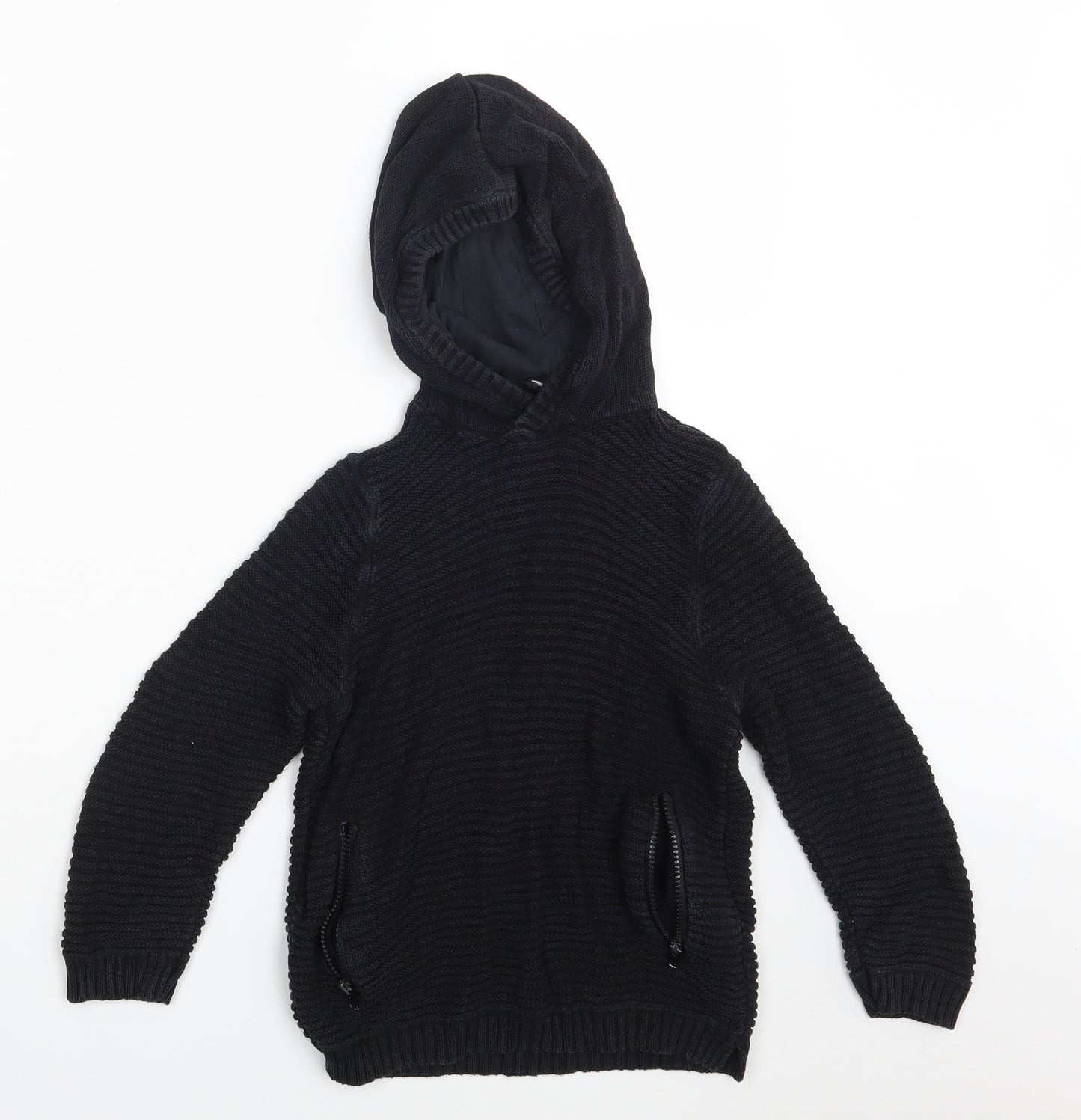 M & Co. Girls Black  Knit Pullover Hoodie Size 7-8 Years