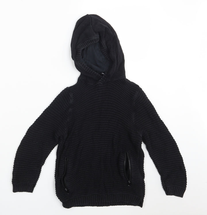 M & Co. Girls Black  Knit Pullover Hoodie Size 7-8 Years