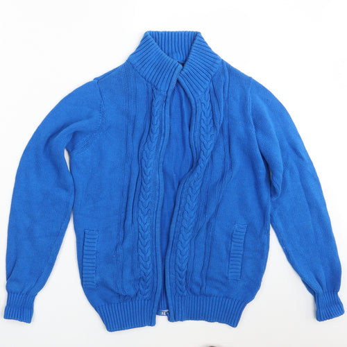 Isle Womens Blue  Knit Full Zip Jumper Size 14
