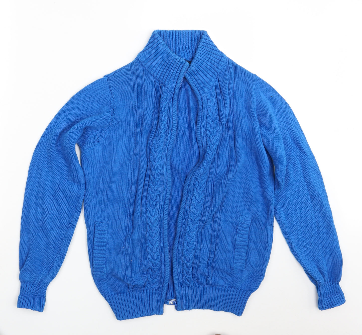 Isle Womens Blue  Knit Full Zip Jumper Size 14