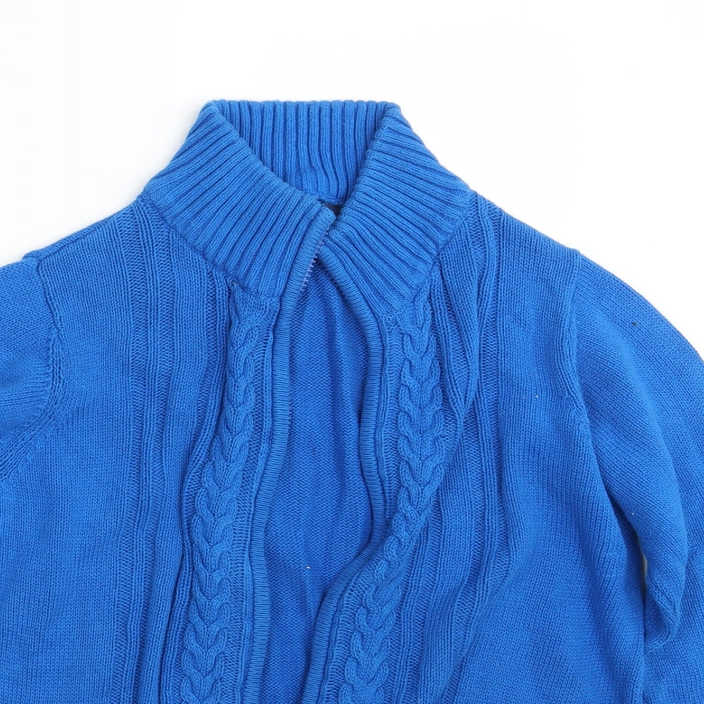 Isle Womens Blue  Knit Full Zip Jumper Size 14