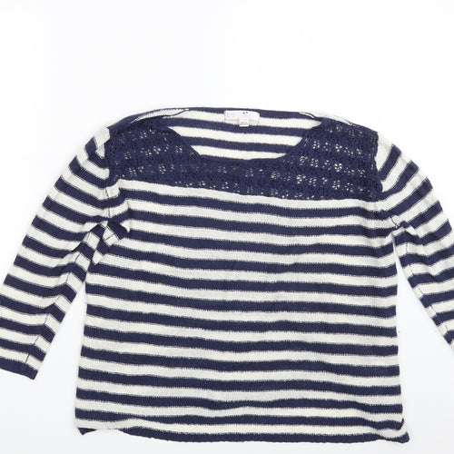 Julipa Womens Blue Striped  Pullover Sweatshirt Size 16