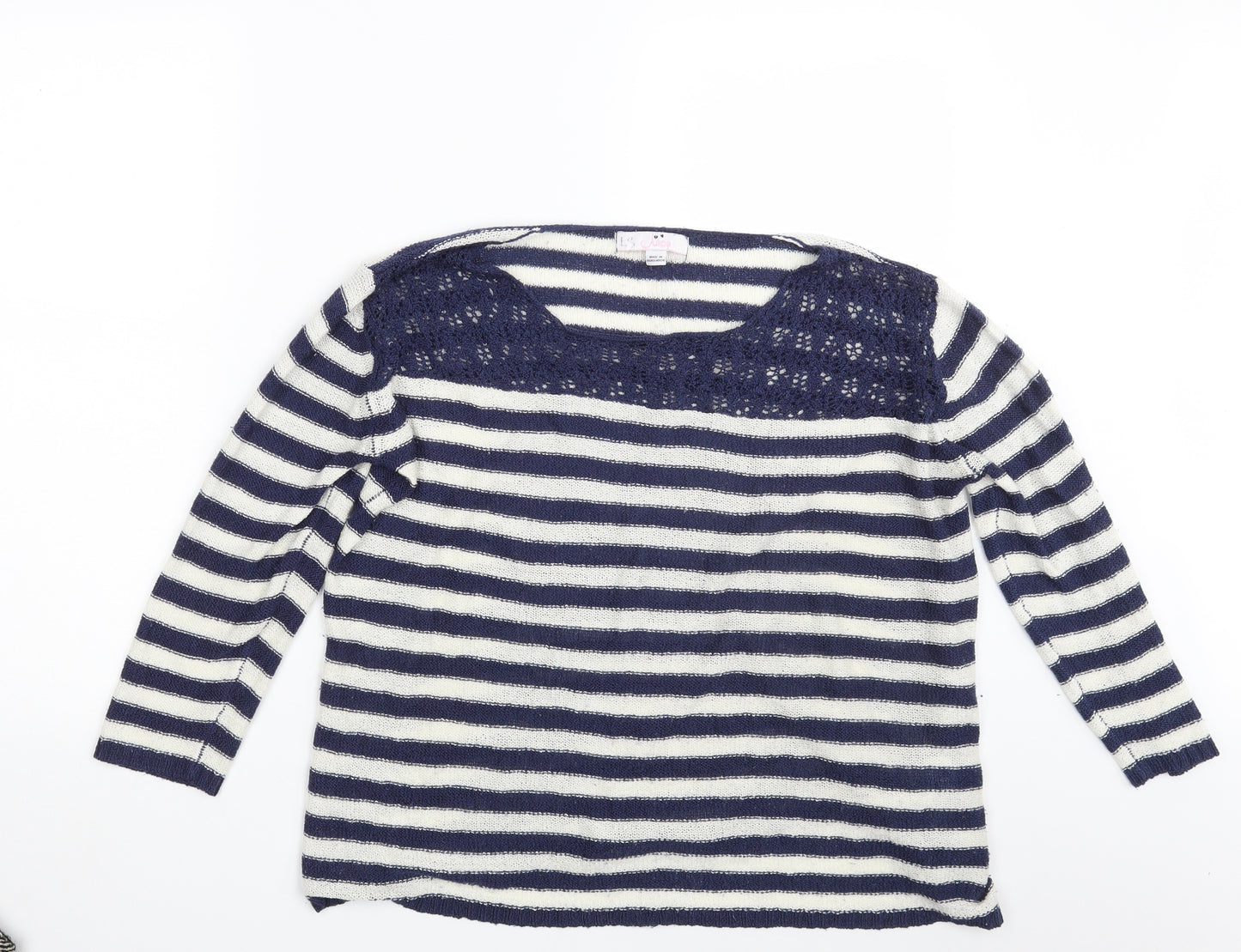 Julipa Womens Blue Striped  Pullover Sweatshirt Size 16
