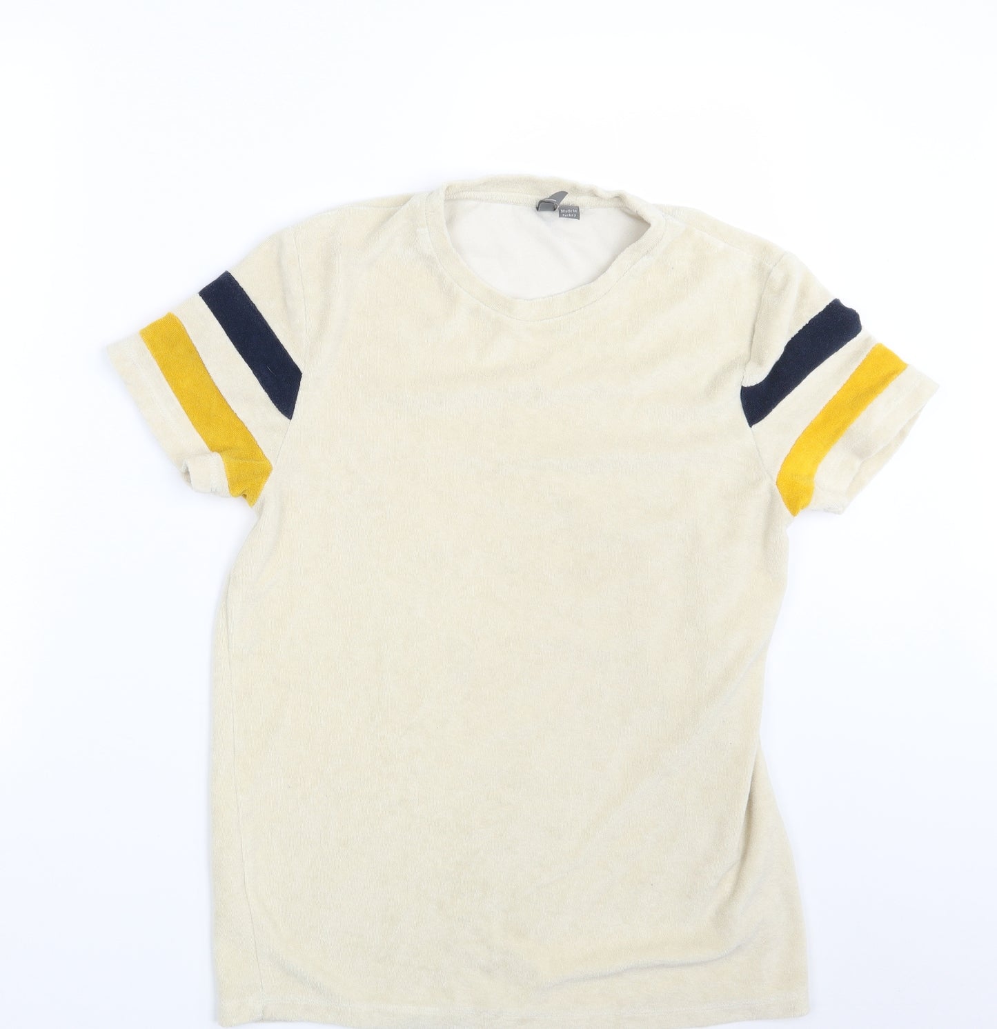 Asos  Mens Beige Striped   T-Shirt Size M
