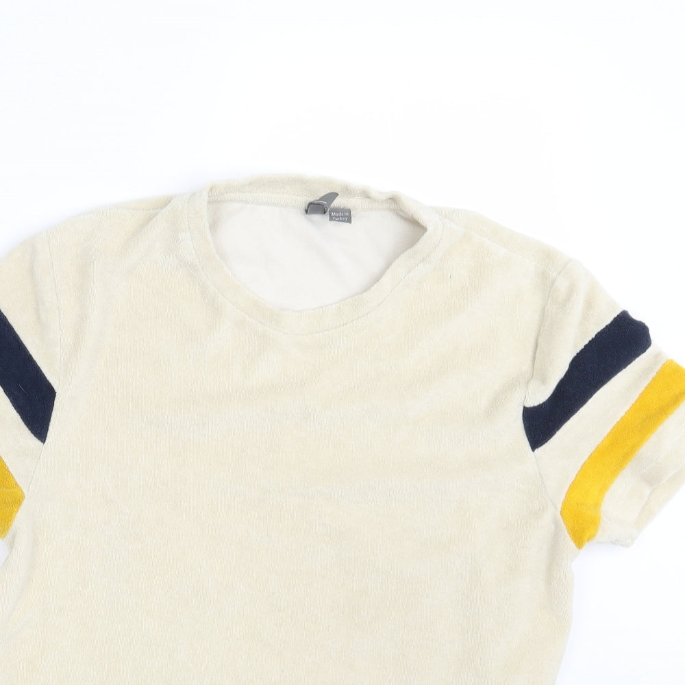 Asos  Mens Beige Striped   T-Shirt Size M