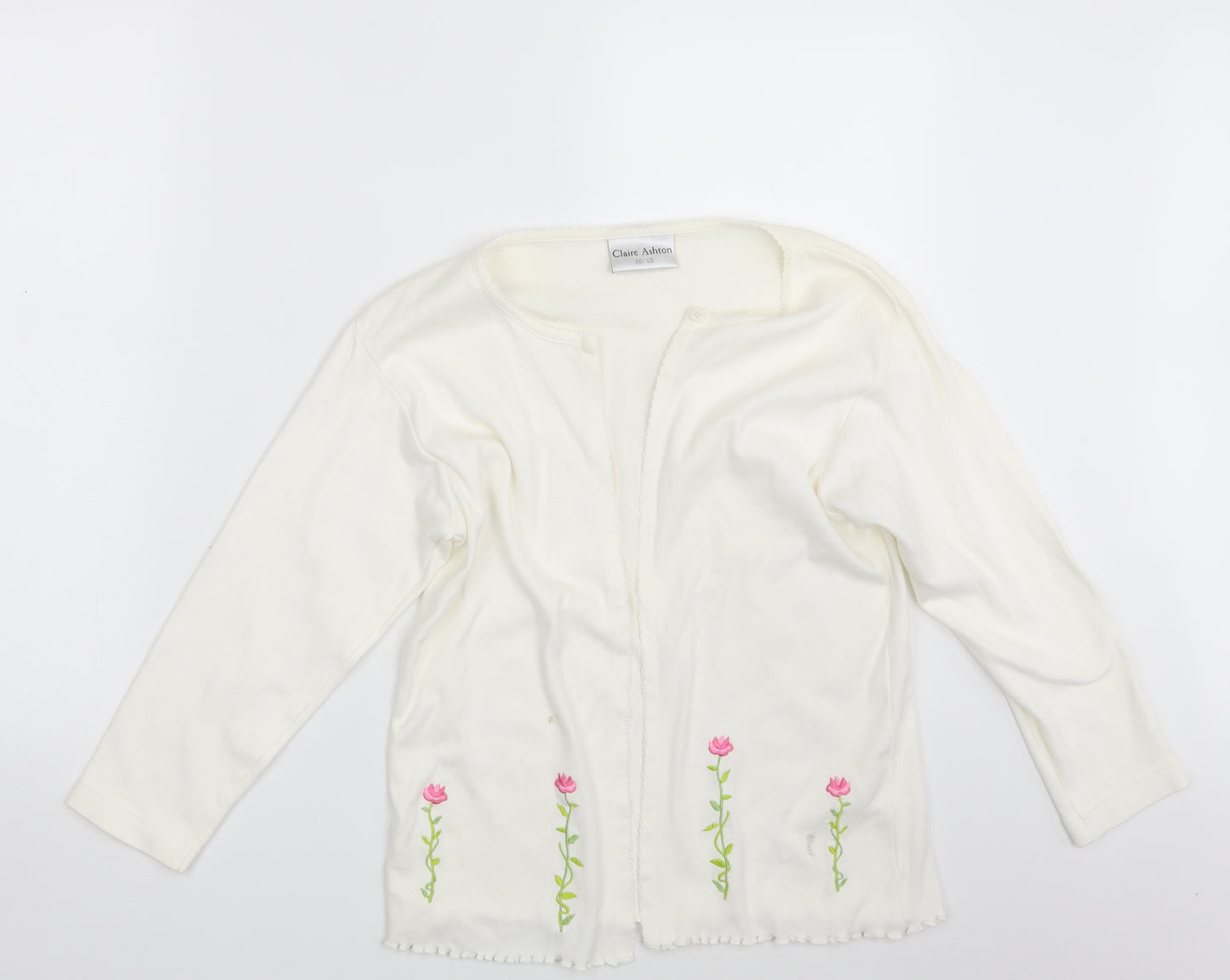 Claire Ashton  Womens Ivory Floral  Cardigan Jumper Size 10