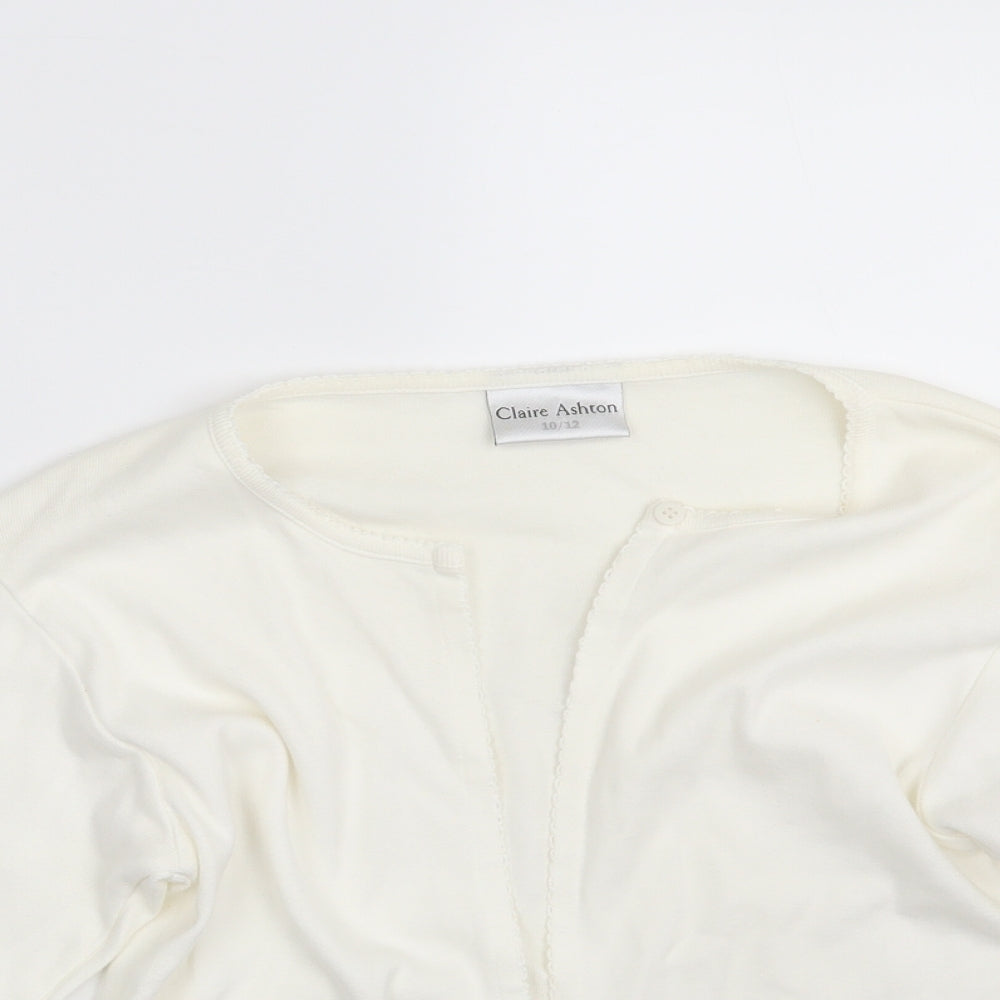 Claire Ashton  Womens Ivory Floral  Cardigan Jumper Size 10