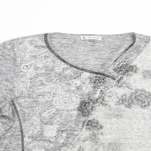 Kalisson Womens Grey Floral  Pullover Sweatshirt Size XL