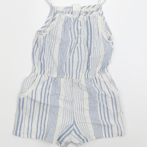 NEXT Girls White Striped  Jumpsuit One-Piece Size 5 Years