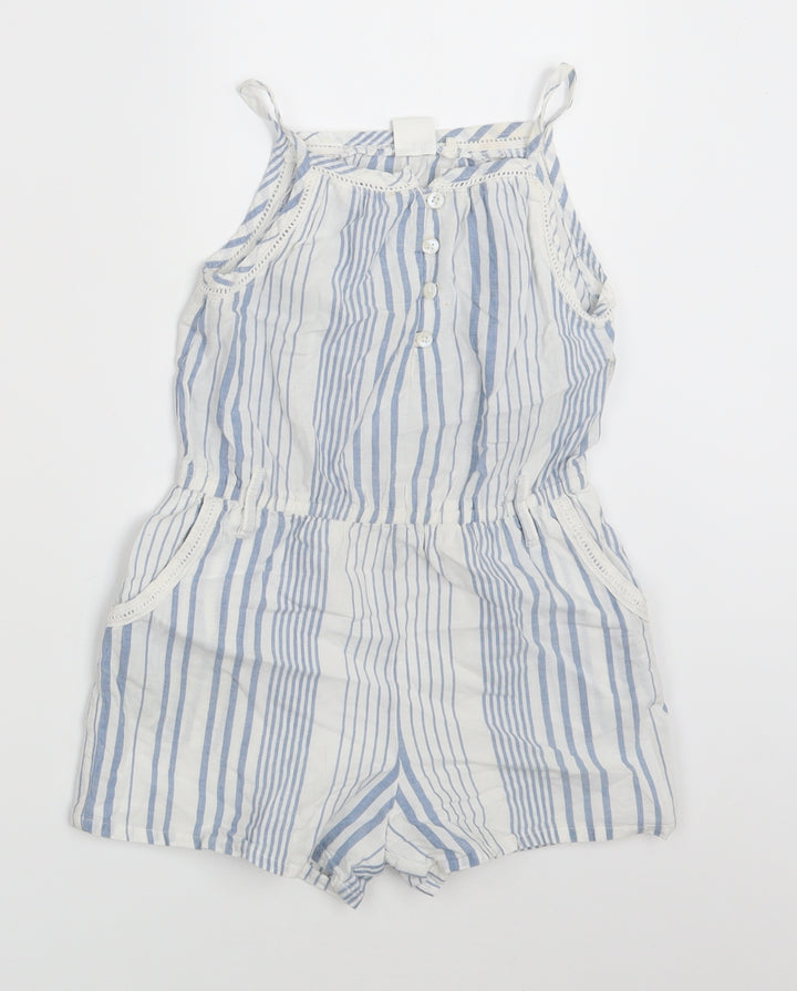 NEXT Girls White Striped Jumpsuit One-Piece Size 5 Years