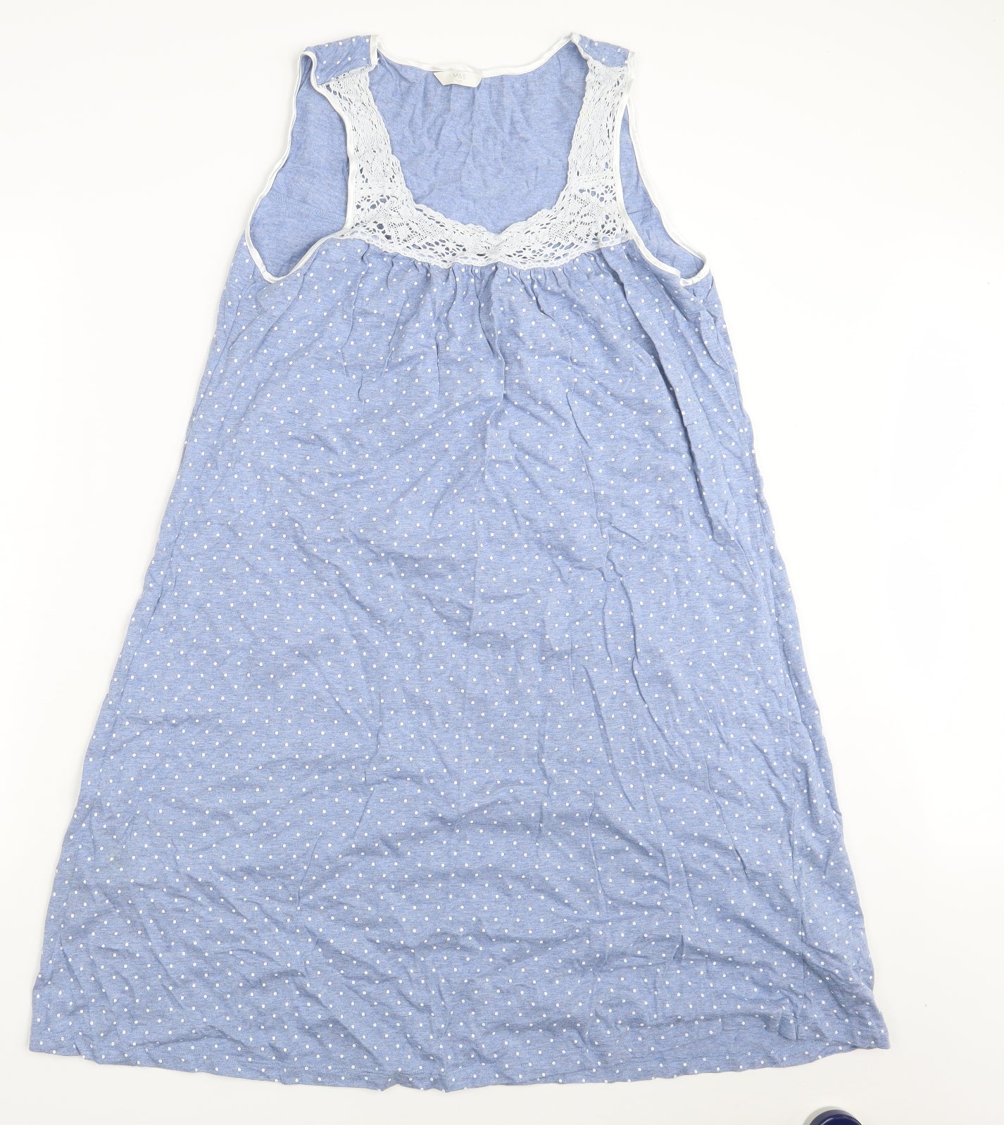M&S Womens Blue Polka Dot  Chemise Nightshirt Size 18  - Nightwear