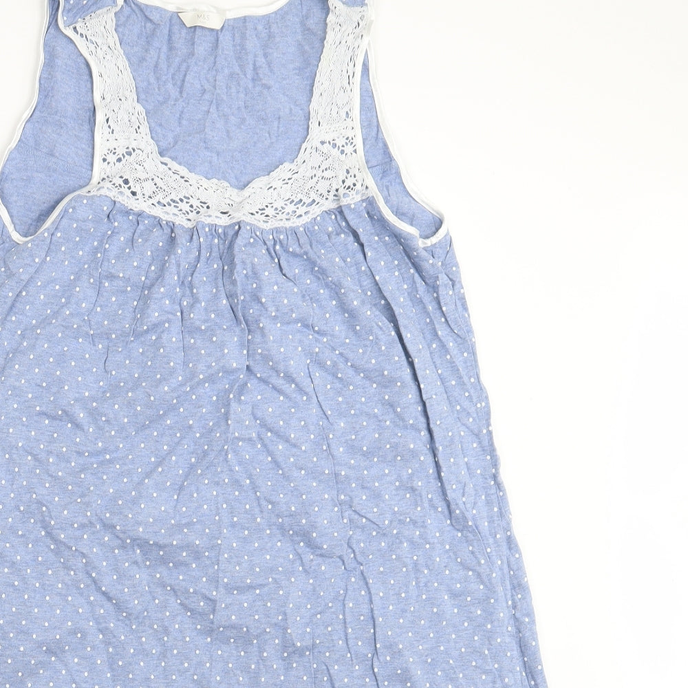 M&S Womens Blue Polka Dot  Chemise Nightshirt Size 18  - Nightwear