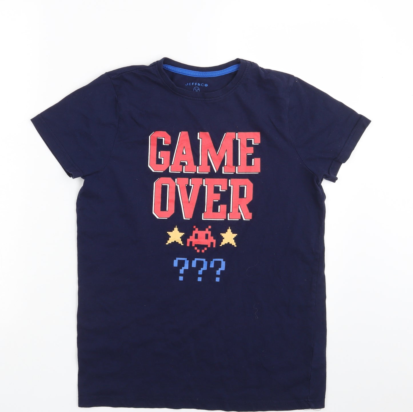 Jeff & Co  Boys Blue   Basic T-Shirt Size 11-12 Years  - Game Over