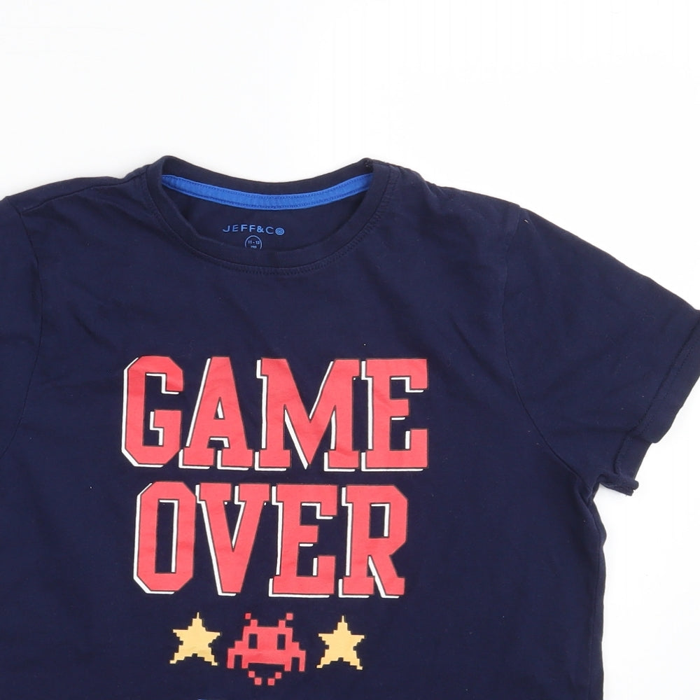 Jeff & Co  Boys Blue   Basic T-Shirt Size 11-12 Years  - Game Over