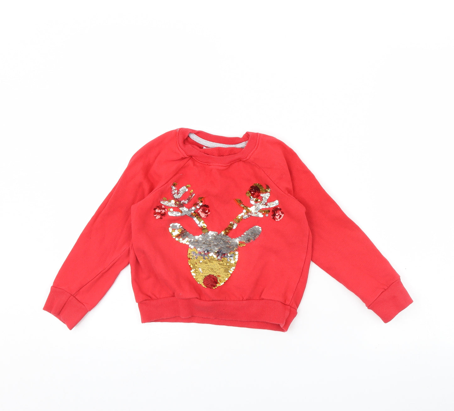 Pep & co Girls Red   Pullover Jumper Size 5 Years  - Reindeer