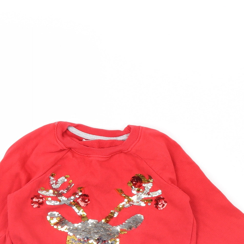 Pep & co Girls Red   Pullover Jumper Size 5 Years  - Reindeer