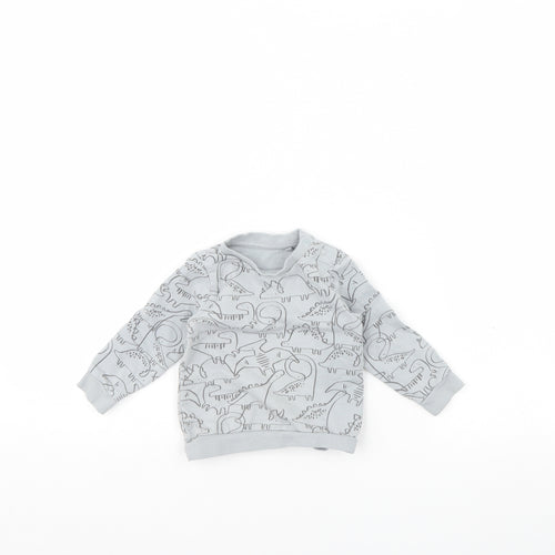 TU Baby Grey Animal Print  Pullover Jumper Size 6-9 Months  - Dinosaur