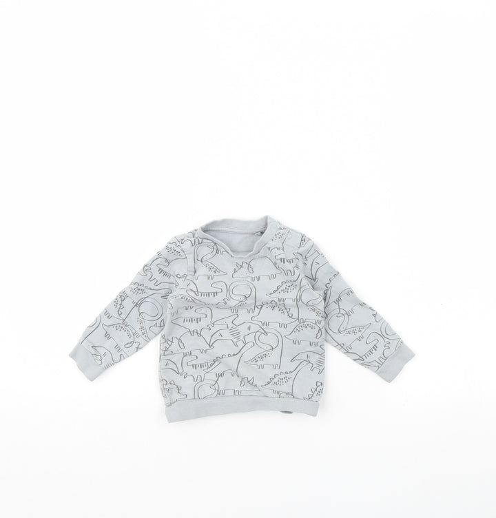TU Baby Grey Animal Print  Pullover Jumper Size 6-9 Months  - Dinosaur