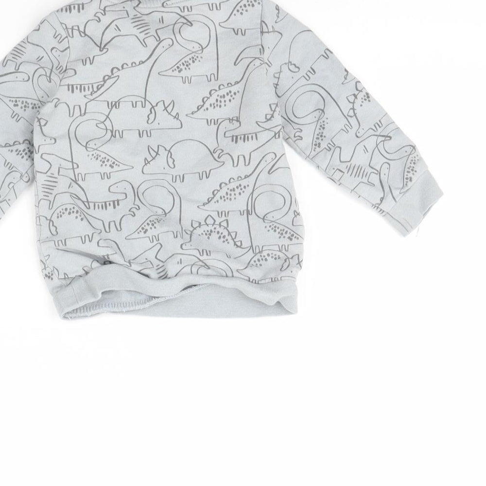 TU Baby Grey Animal Print  Pullover Jumper Size 6-9 Months  - Dinosaur