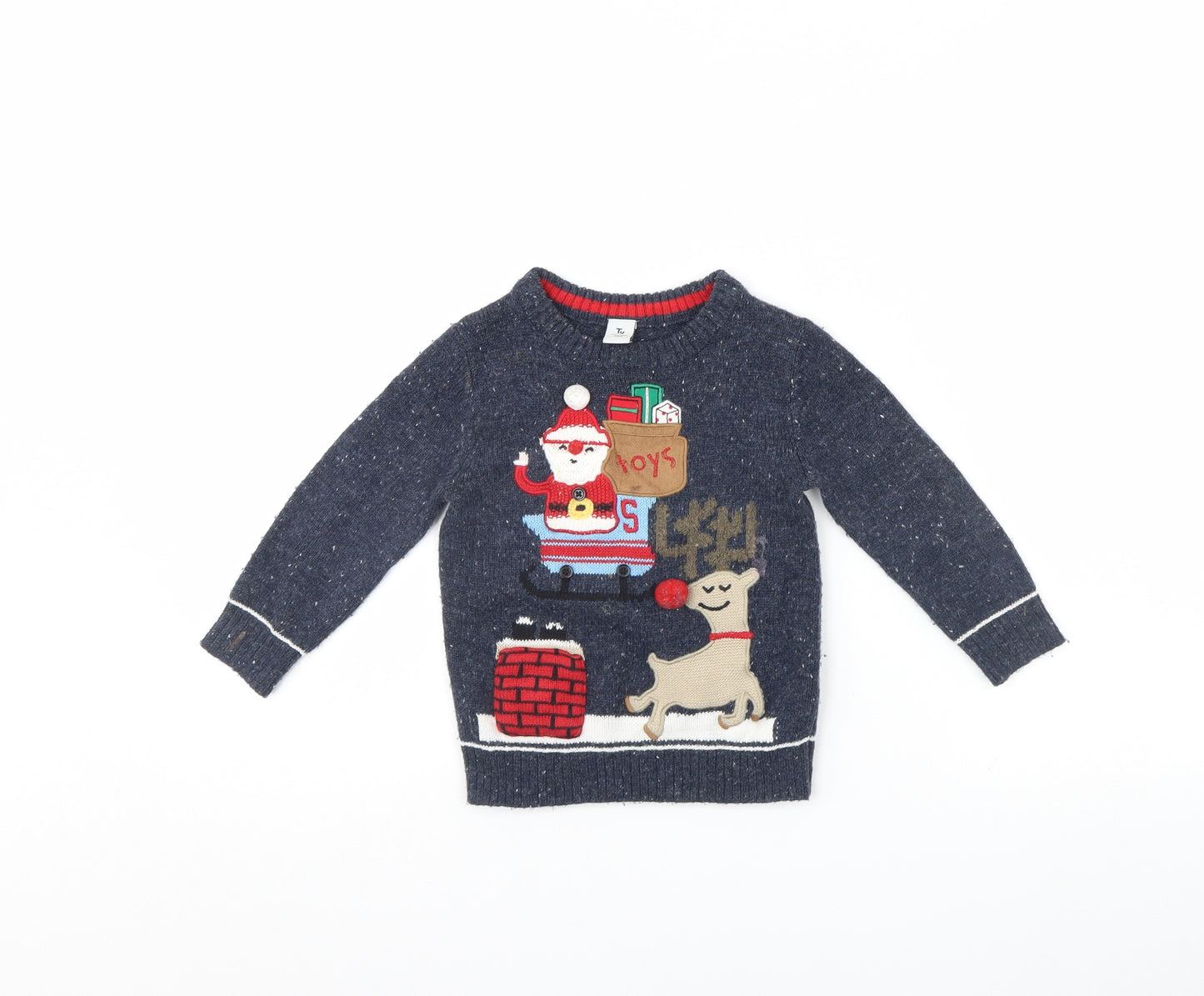 TU Boys Blue   Pullover Jumper Size 2 Years  - Christmas jumper