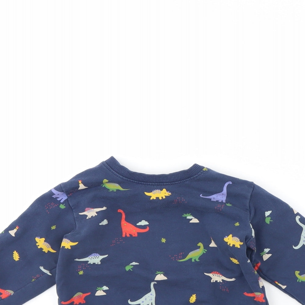 M&s Baby Blue Spotted  Pullover Jumper Size 18-24 Months  - Dinosaur