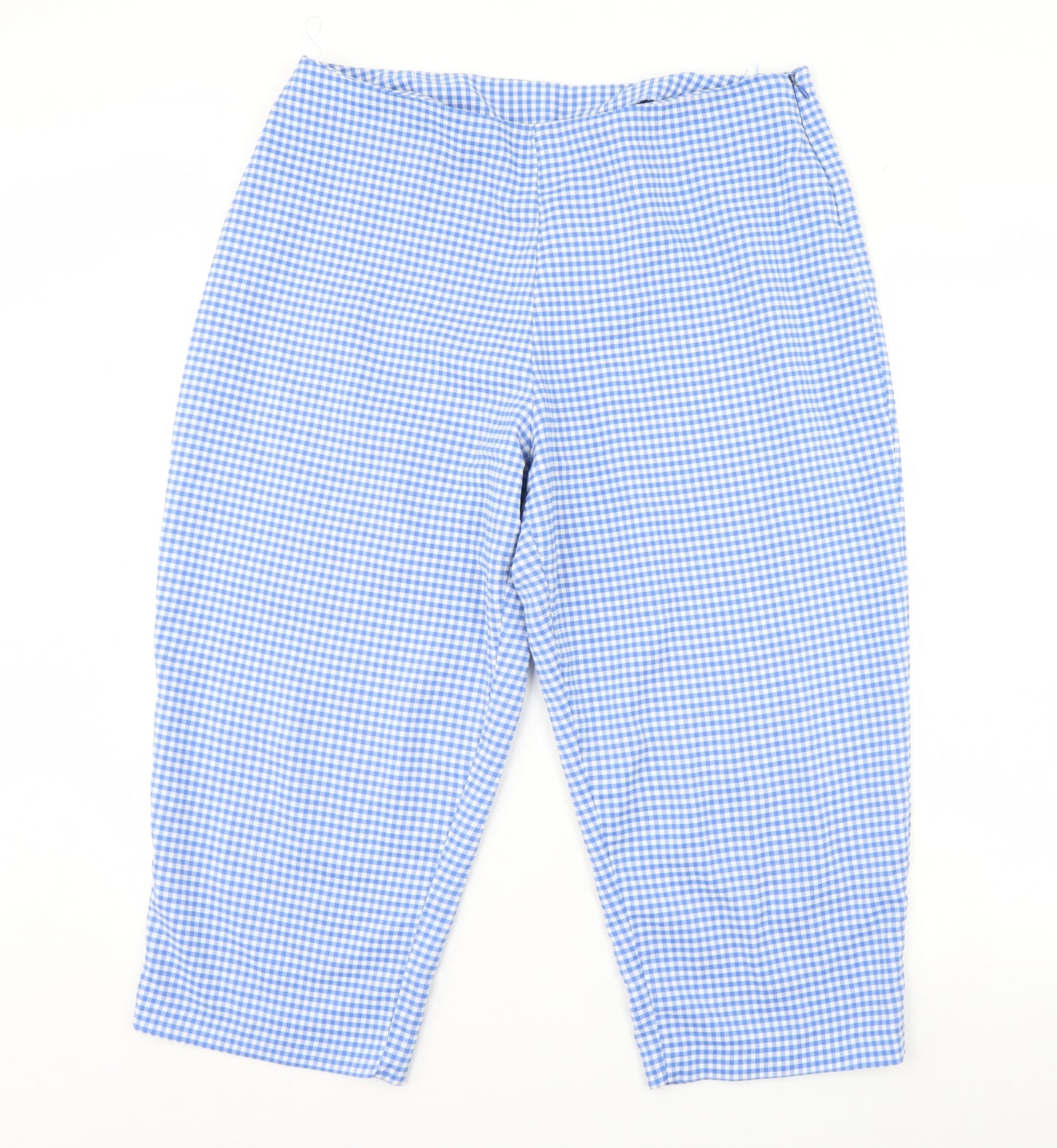Classic Womens Blue Plaid  Cropped Trousers Size 18 L23 in