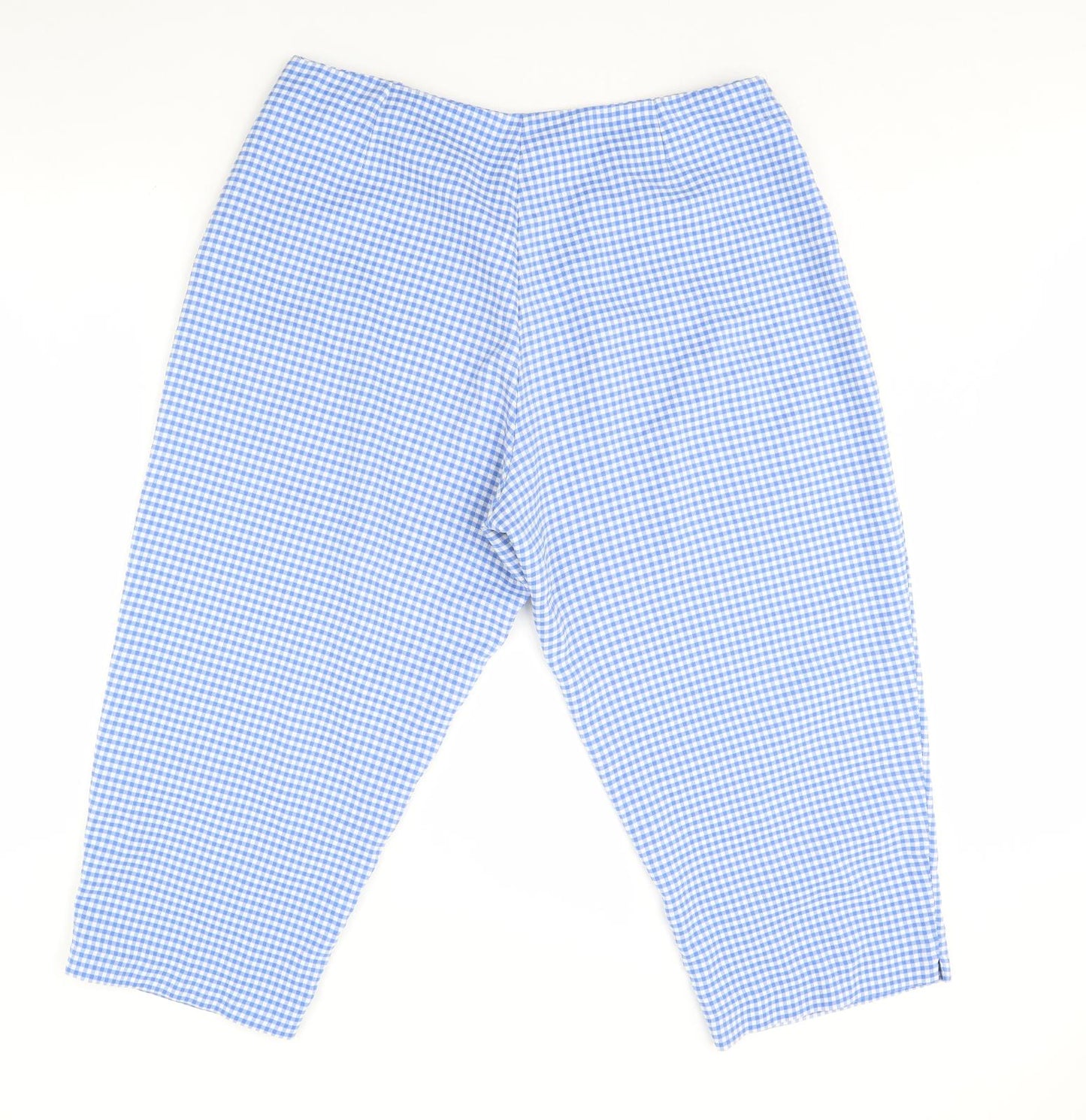 Classic Womens Blue Plaid  Cropped Trousers Size 18 L23 in