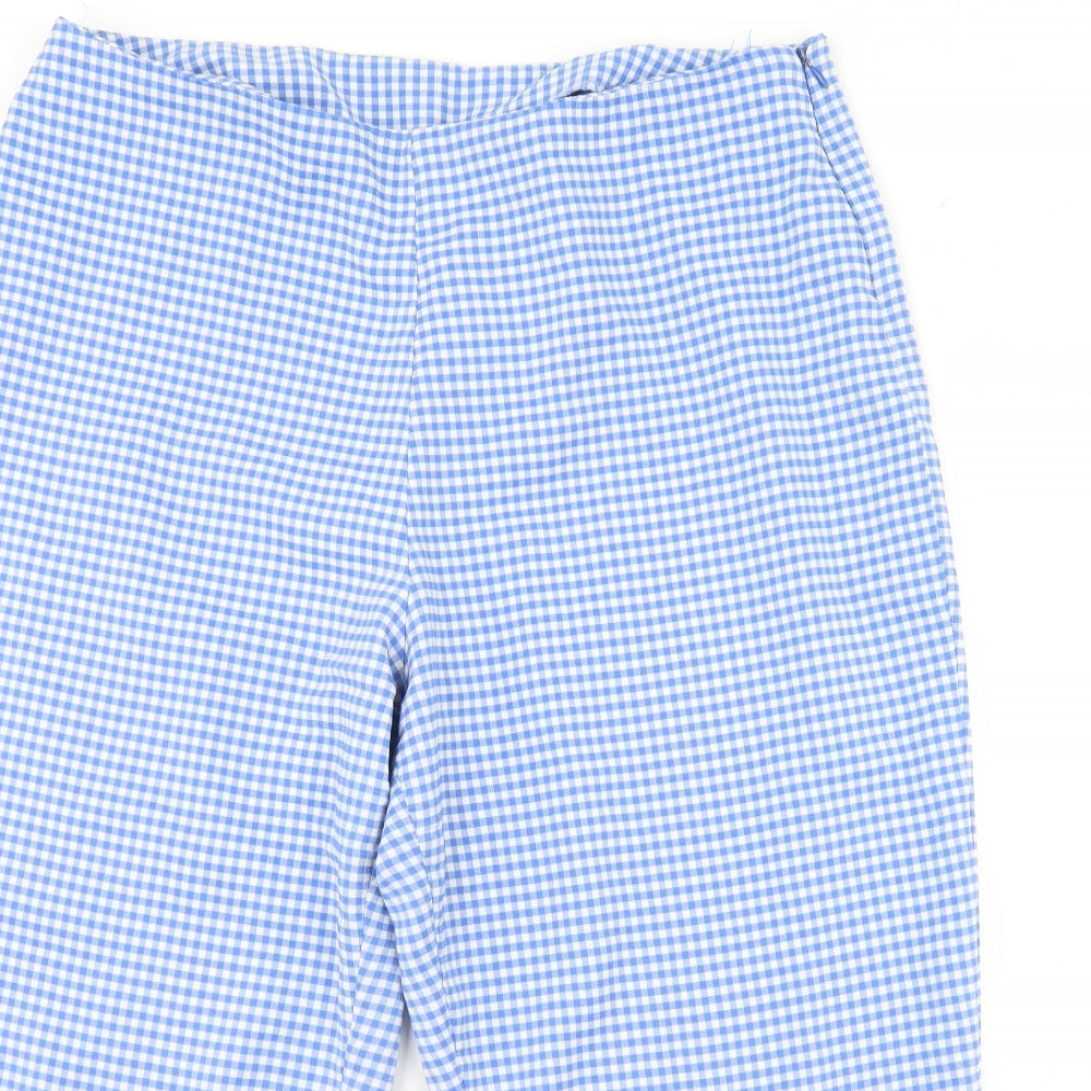 Classic Womens Blue Plaid  Cropped Trousers Size 18 L23 in