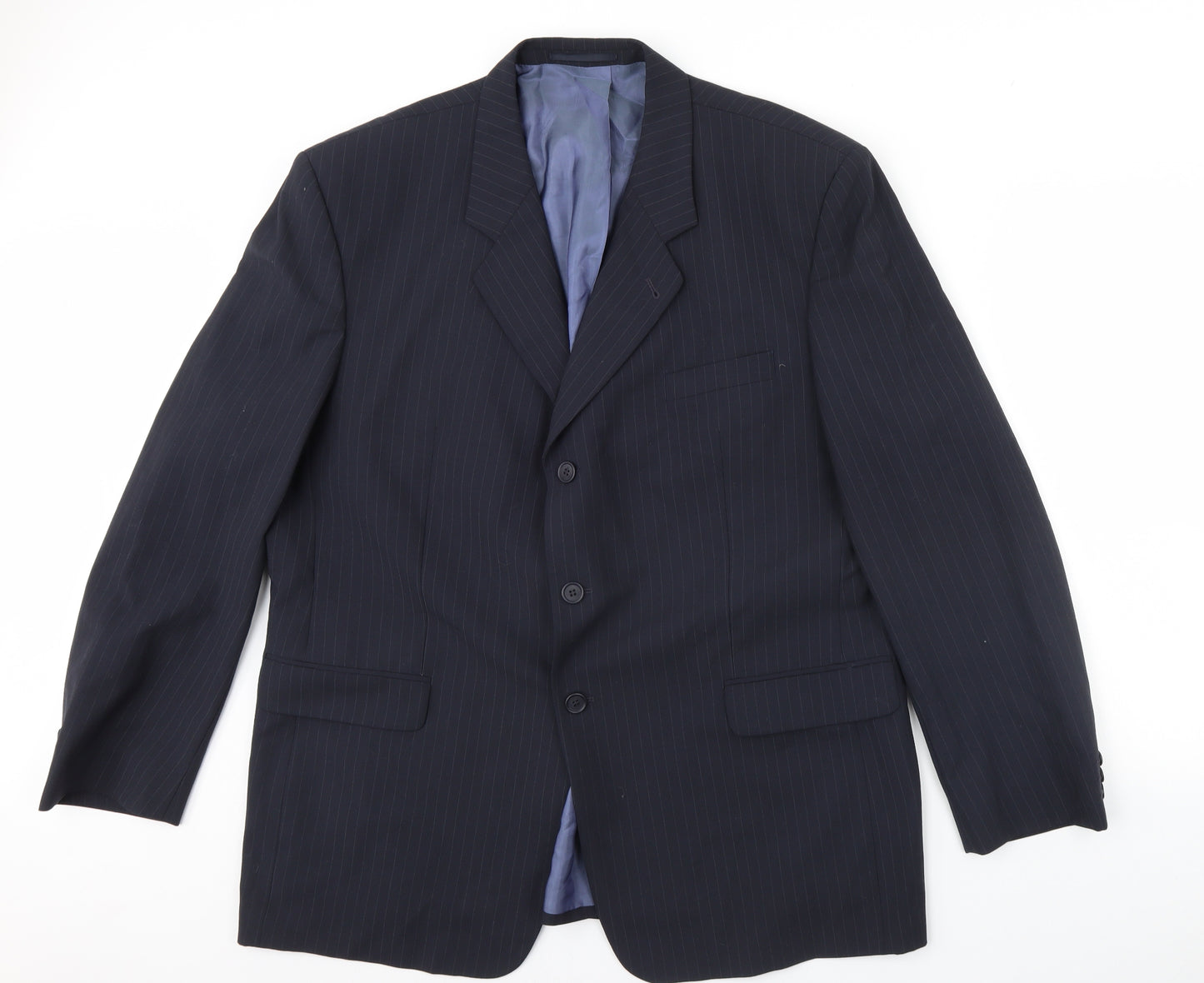 Preworn Mens Blue Striped  Jacket Blazer Size 52  - Shoulder Pads