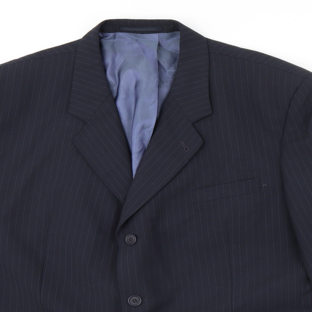 Preworn Mens Blue Striped  Jacket Blazer Size 52  - Shoulder Pads