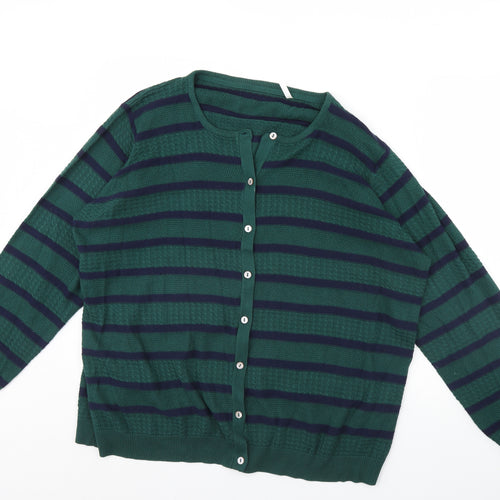 Anthology Womens Green Striped  Cardigan Jumper Size 26