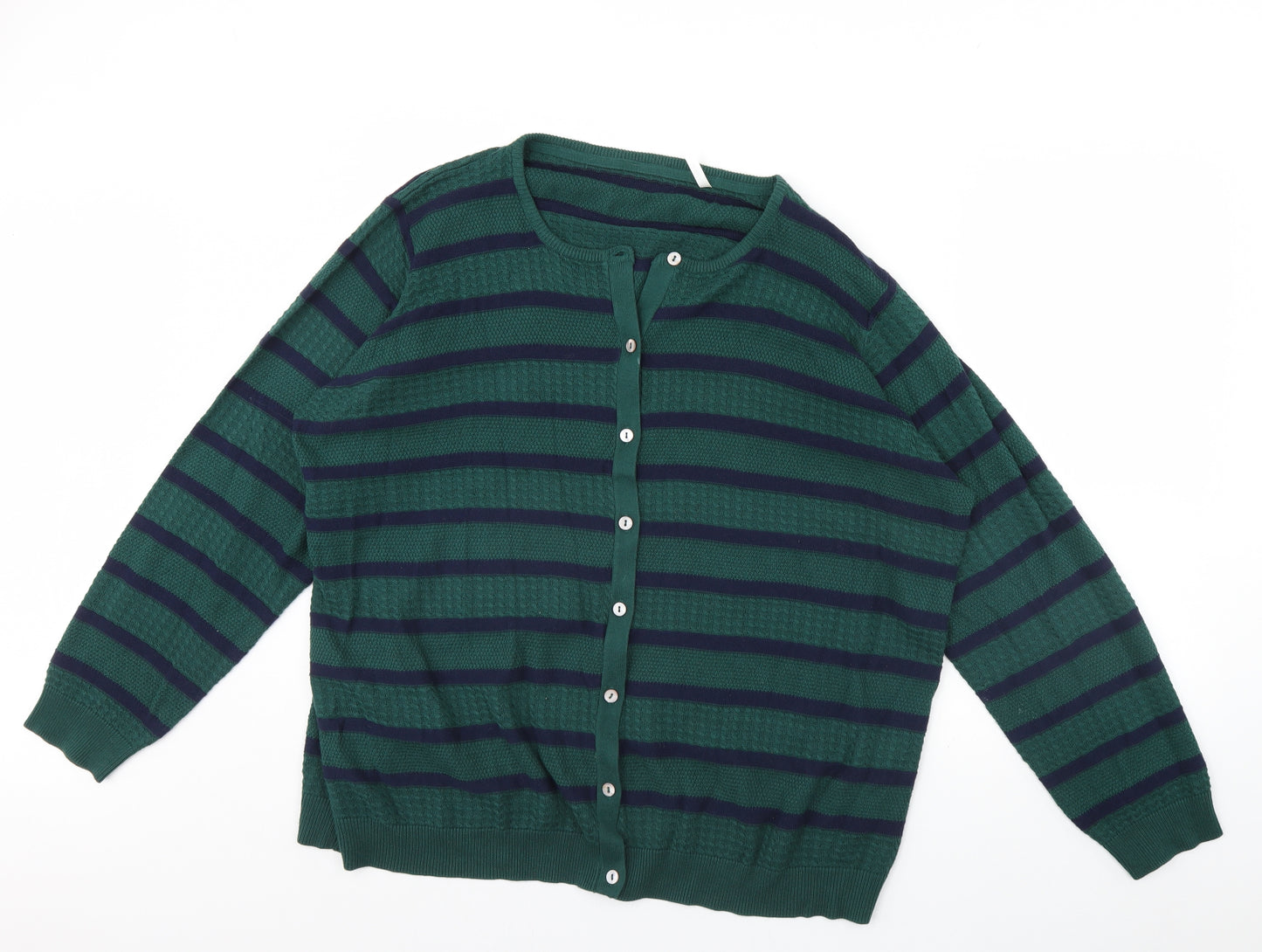 Anthology Womens Green Striped  Cardigan Jumper Size 26