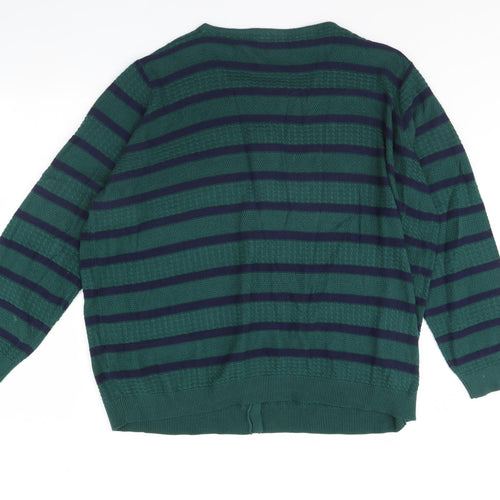 Anthology Womens Green Striped  Cardigan Jumper Size 26