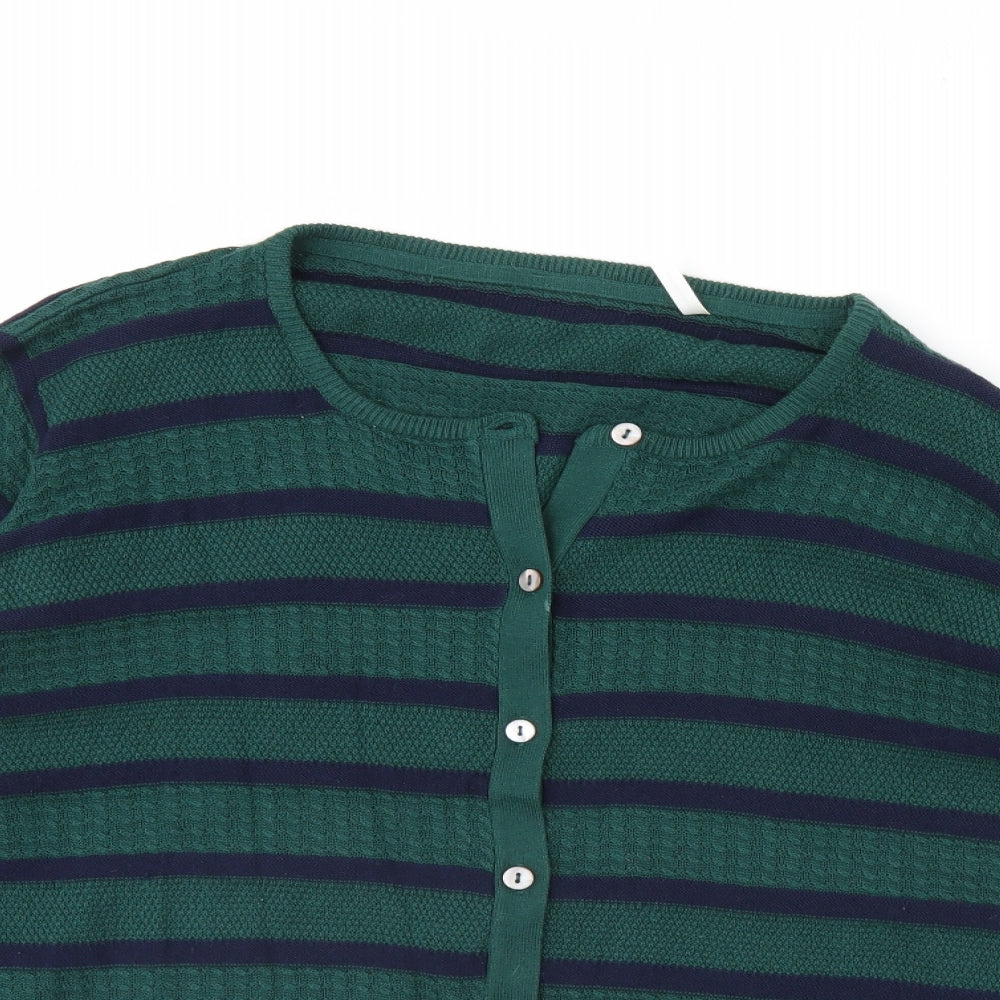 Anthology Womens Green Striped  Cardigan Jumper Size 26