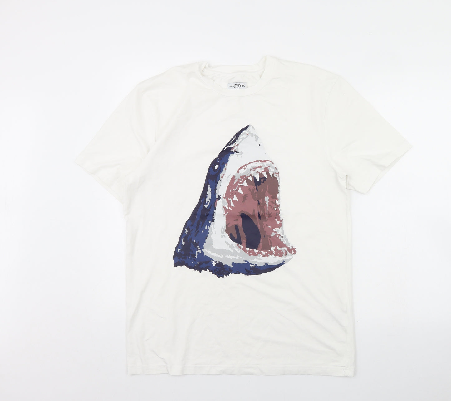 Untitled Mens White    T-Shirt Size L  - Shark