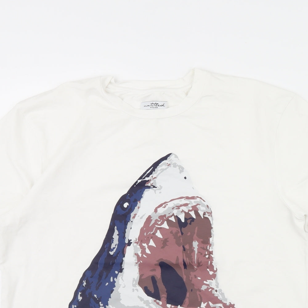 Untitled Mens White    T-Shirt Size L  - Shark