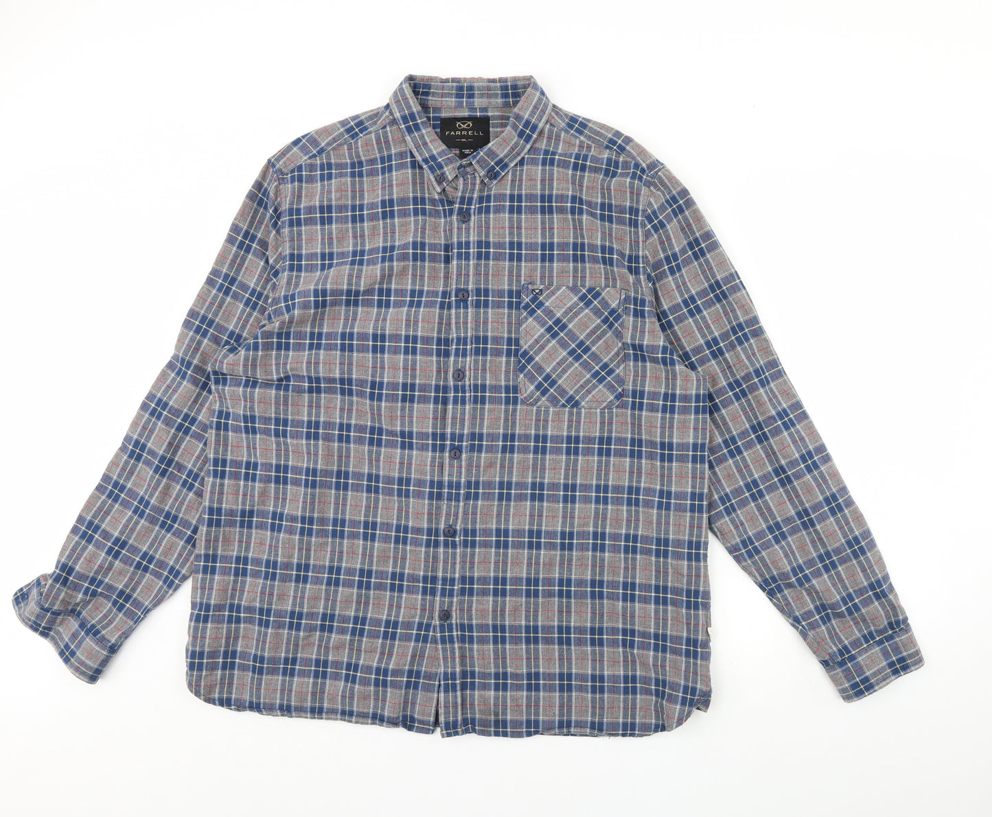 Farrell Mens Grey Check   Dress Shirt Size 2XL