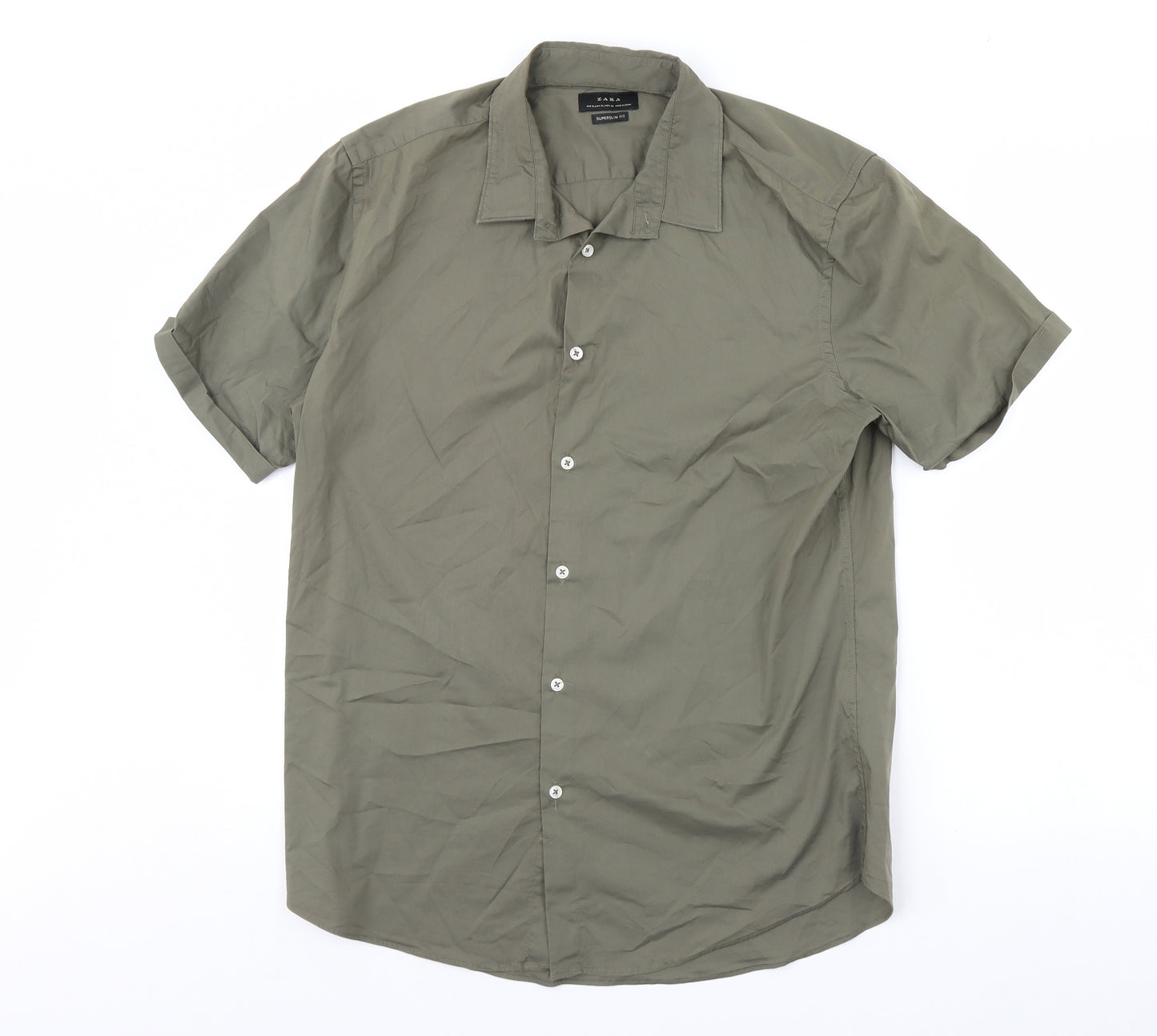 Zara Mens Green    Dress Shirt Size XL
