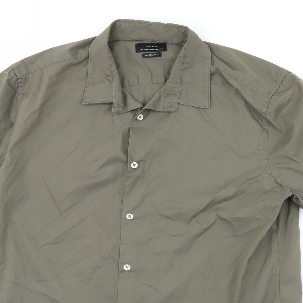 Zara Mens Green    Dress Shirt Size XL
