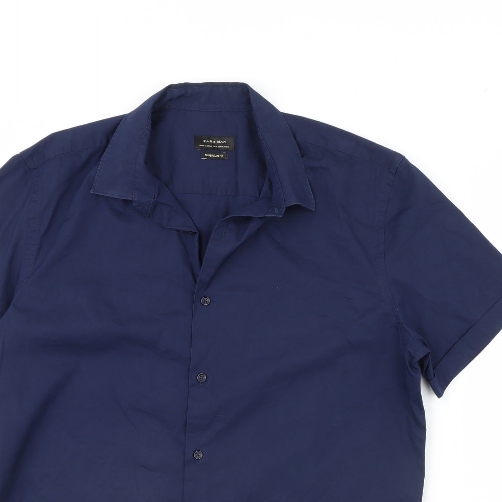 Zara Mens Blue    Dress Shirt Size XL